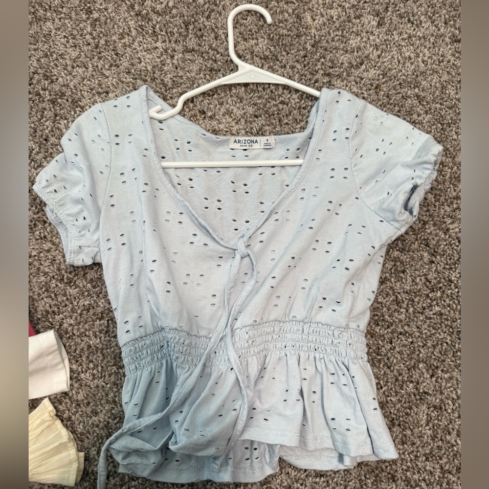 Arizona Jean Company Women's Soft Blue Eyelet Blouse